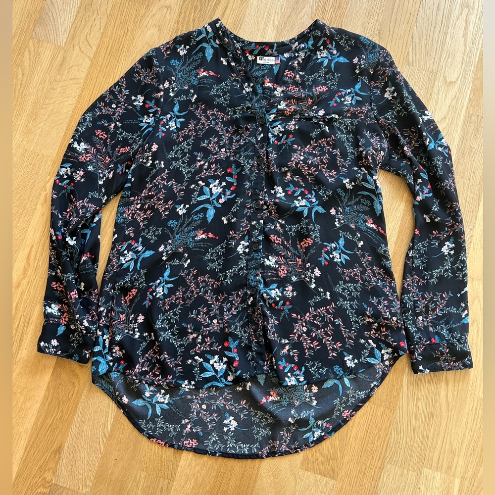 Kut from the Kloth Black Floral Blouse - Size Medium *New Condition*